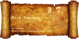 Mirk Taksony névjegykártya
